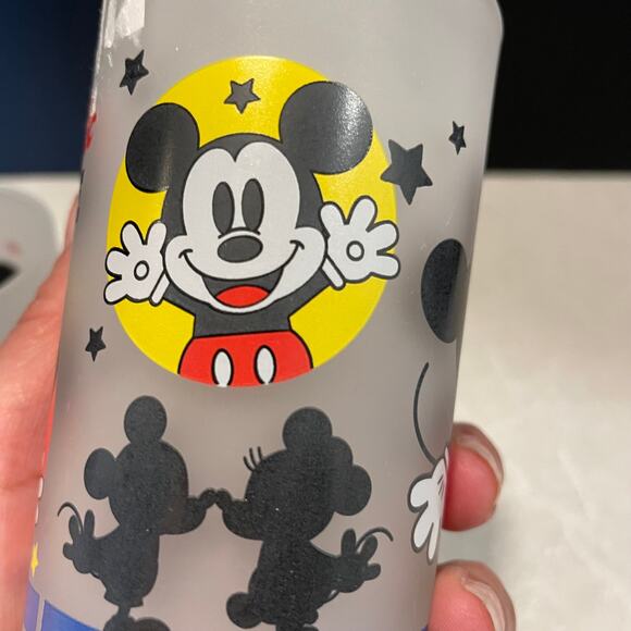 Vintage Frosted Mickey and Minnie mouse drinking glasses collectible Disney - Picture 3 of 12